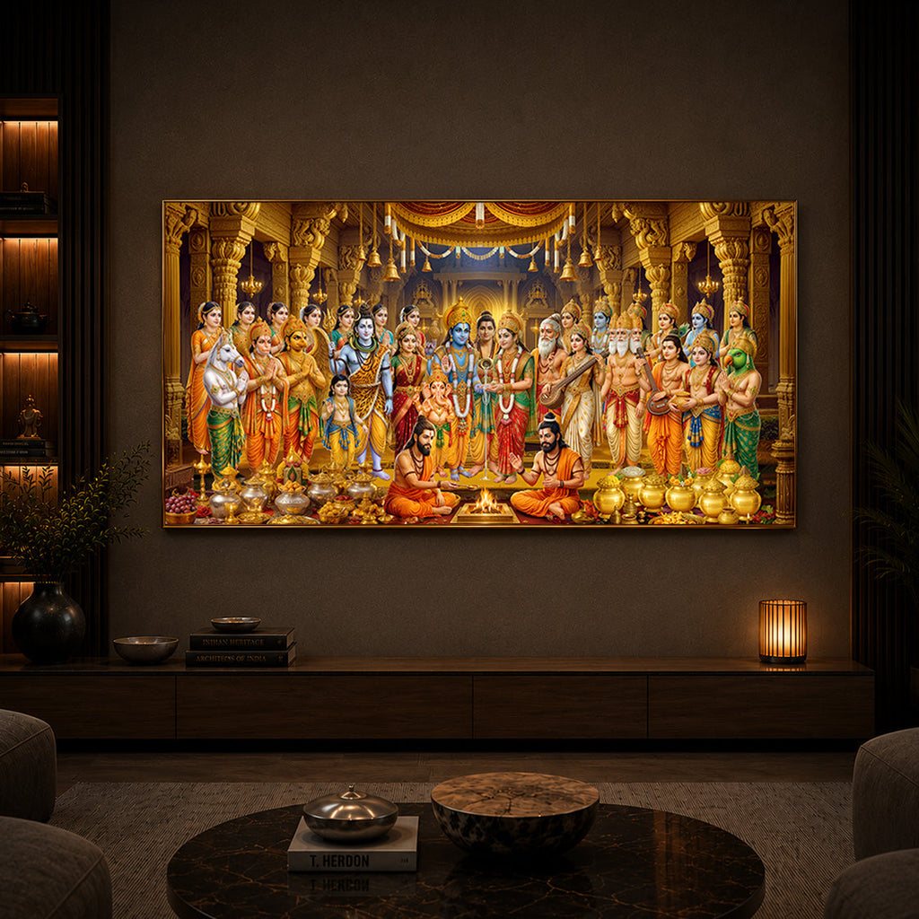 Srinivasa Kalyanam Modern Luxury Backlight Horizontal Wall Art