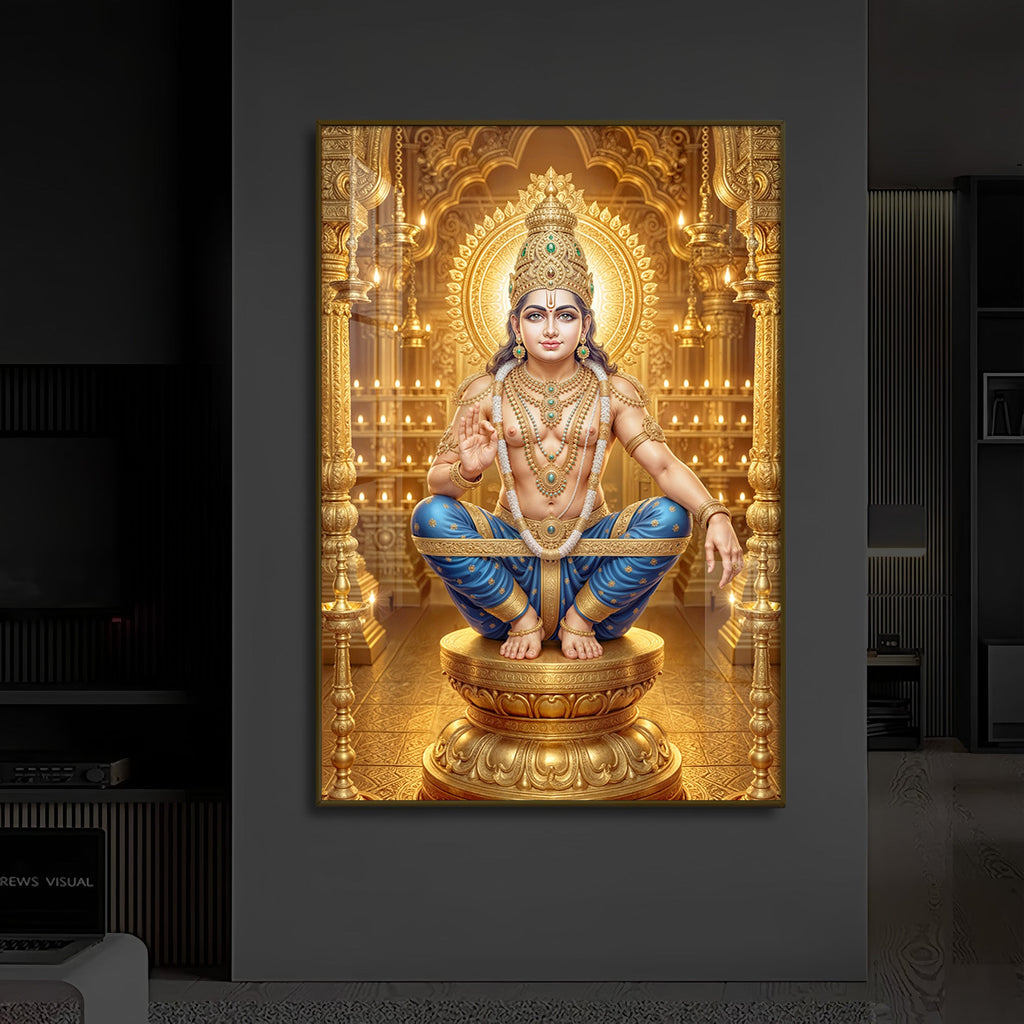 Ayyappan Swamy Modern Luxury Backlight Vertical Wall Art