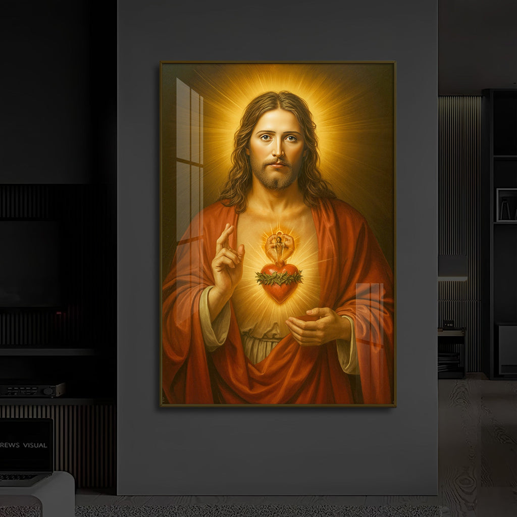 Heart Of Jesus Modern Luxury Backlight Vertical Wall Art