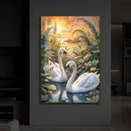 Two Swan Modern Luxury Backlight Vertical Wall Art