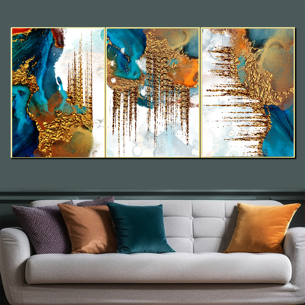 Aurora Spectrum Symphony Canvas Wall Art - Set Of 3
