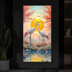 Beautiful Birds Modern Luxury Backlight Vertical Wall Art