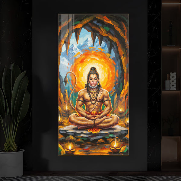Lord Hanuman Ji Modern Luxury Backlight Vertical Wall Art