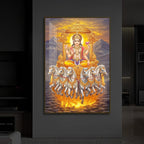 Lord Surya Dev Modern Luxury Backlight Vertical Wall Art