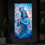 Lord Shri Krishna Modern Luxury Backlight Vertical Wall Art