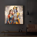 Divine Shree Radhe Krishna Modern Luxury Backlight Square Wall Art