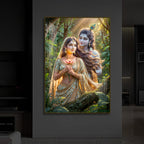 Radha Krishna Ji Modern Luxury Backlight Vertical Wall Art