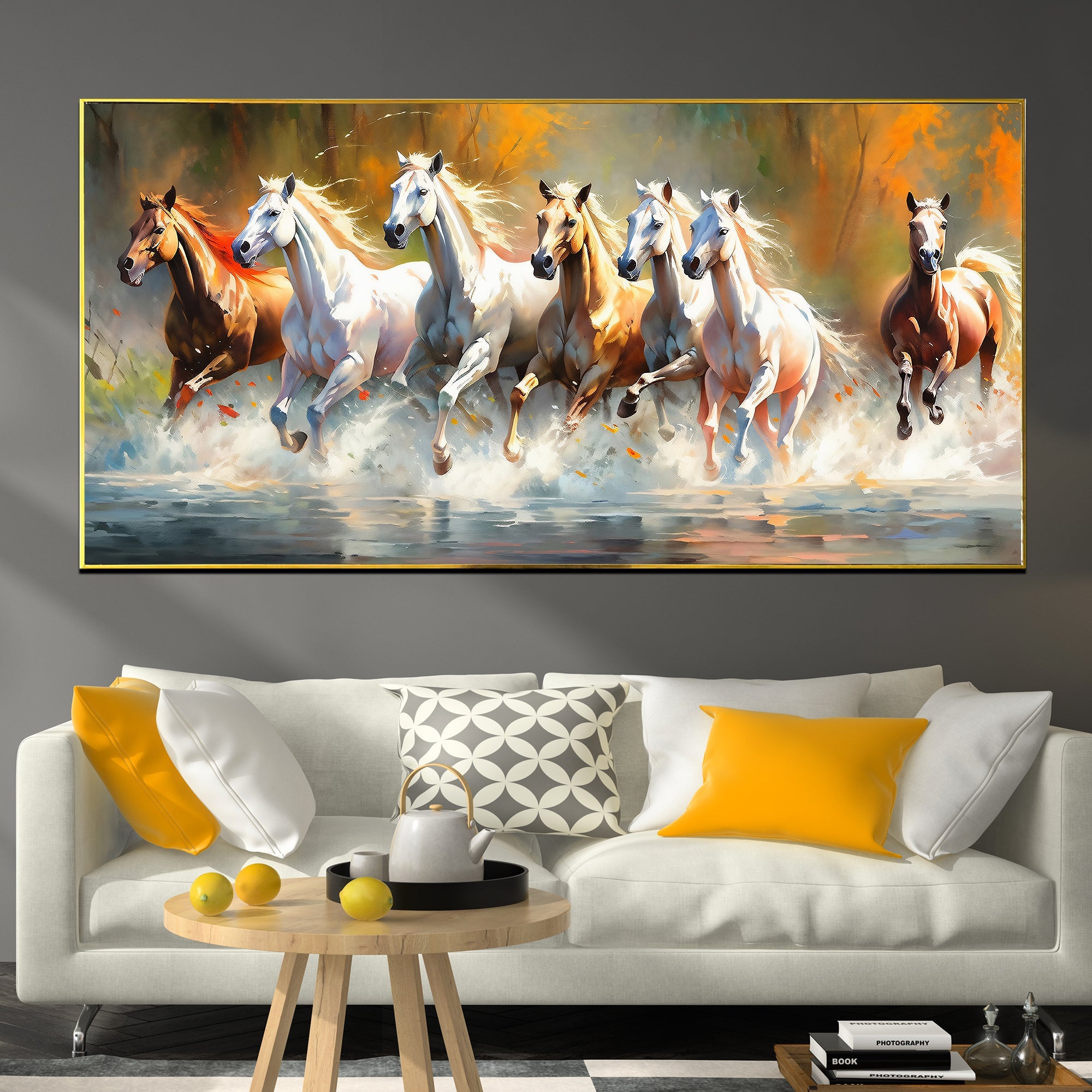 Seven Running Horses Whisper in the Wind Canvas Painting
