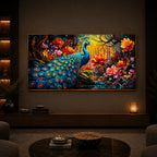Beautiful Peacock Modern Luxury Backlight Horizontal Wall Art