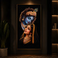 Hindu Deities Shri Radha Krishna Modern Luxury Backlight Vertical Wall Art