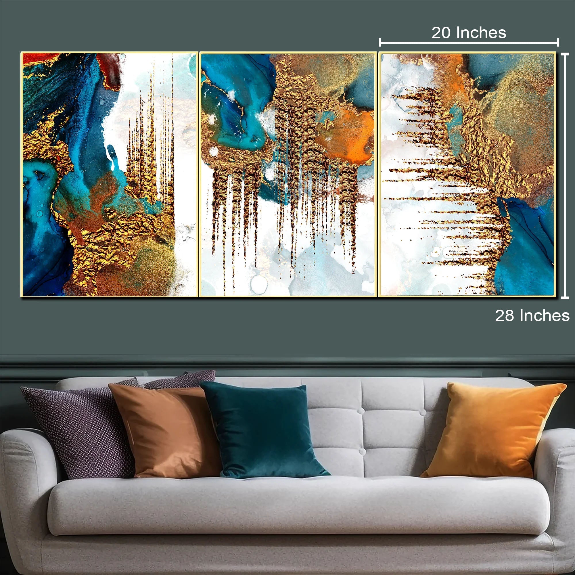 Aurora Spectrum Symphony Canvas Wall Art - Set Of 3