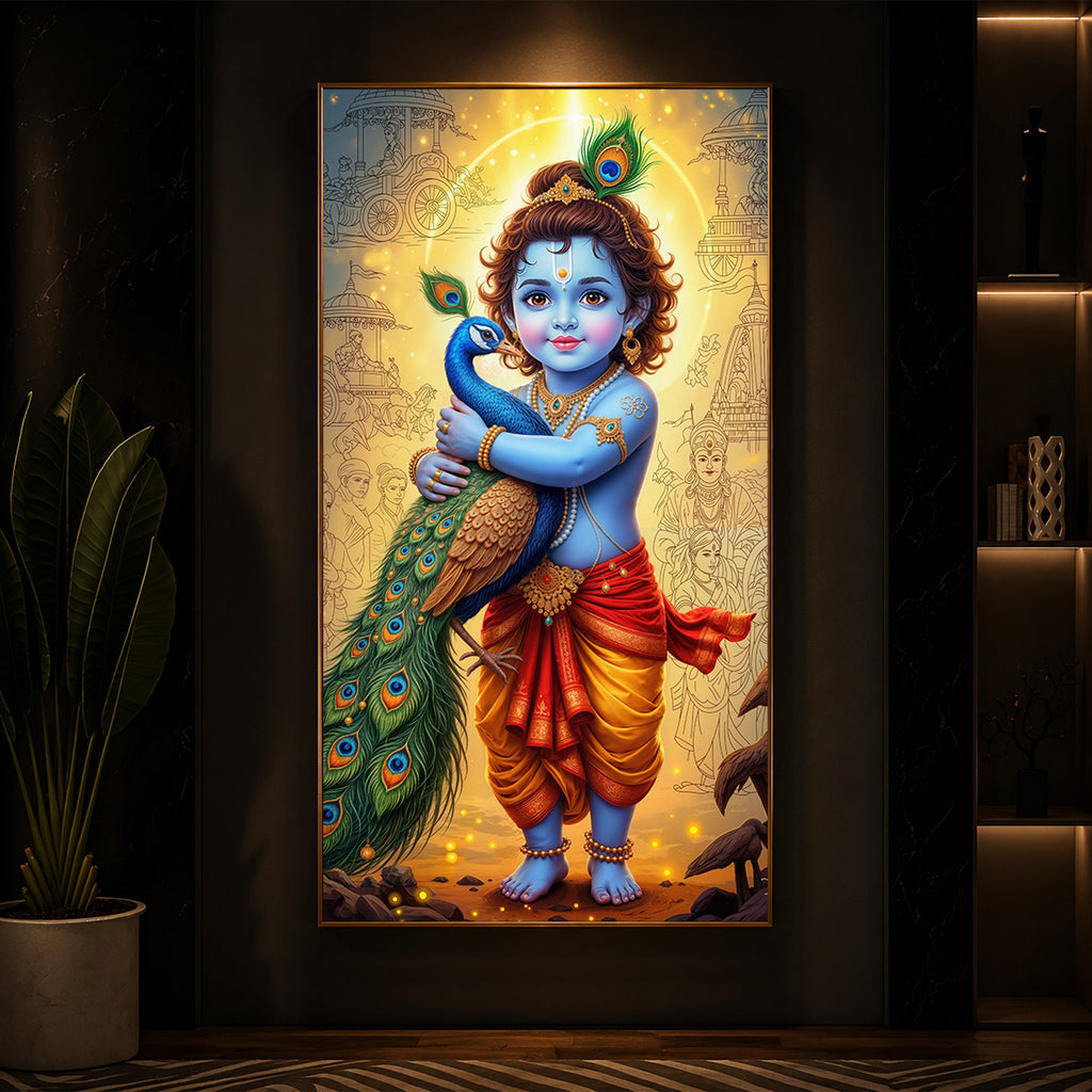 Little krishna Modern Luxury Backlight Vertical Wall Art