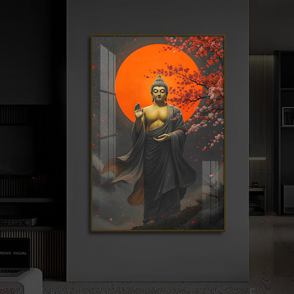 Gautam Buddh Modern Luxury Backlight Vertical Wall Art