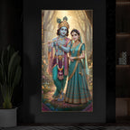 Radhe Krishna Ji Modern Luxury Backlight Vertical Wall Art
