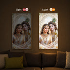 Mystical Love Of Radhe Krishn Modern Luxury Backlight Vertical Wall Art