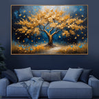 Golden Butterfly Tree Serenity Canvas Wall Paintings