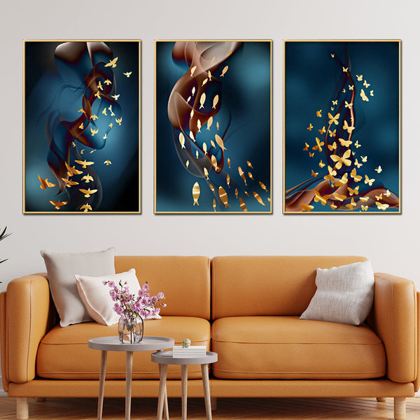 Color Spring Framed Canvas Wall Paintings - Set of 3