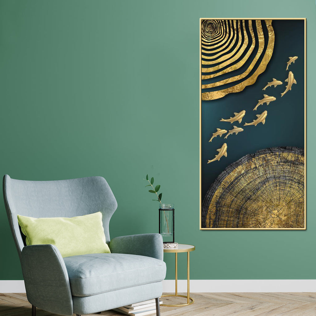 Sea of Gold Framed Canvas Painting for Wall Art