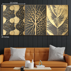 Nature's Gold  Abstract Canvas Art Wall Painting - Set of 3