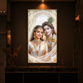 Mystical Love Of Radhe Krishn Modern Luxury Backlight Vertical Wall Art