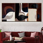 Dynamic Whispers Abstract Canvas Painting for Home Wall - Set of 3