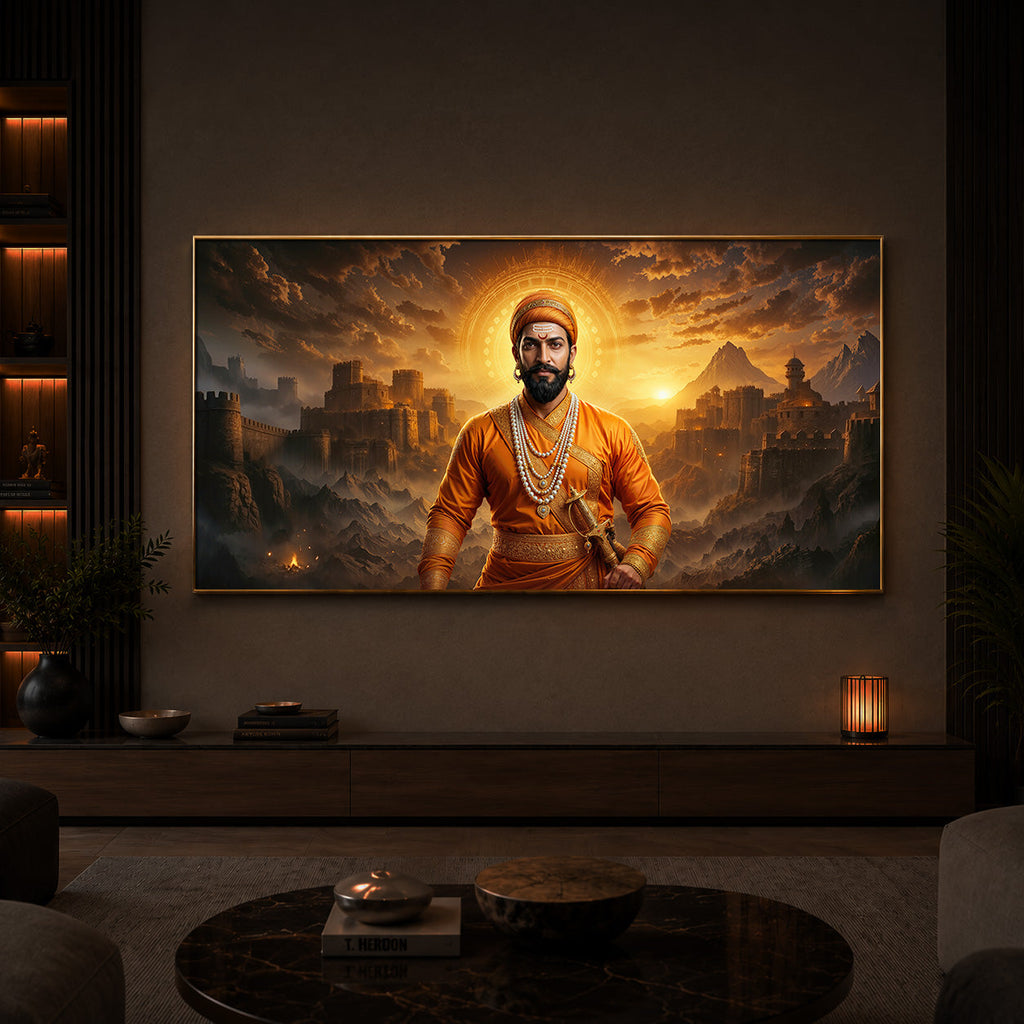 Chhatrapati Shivaji Maharaj Modern Luxury Backlight Horizontal Wall Art