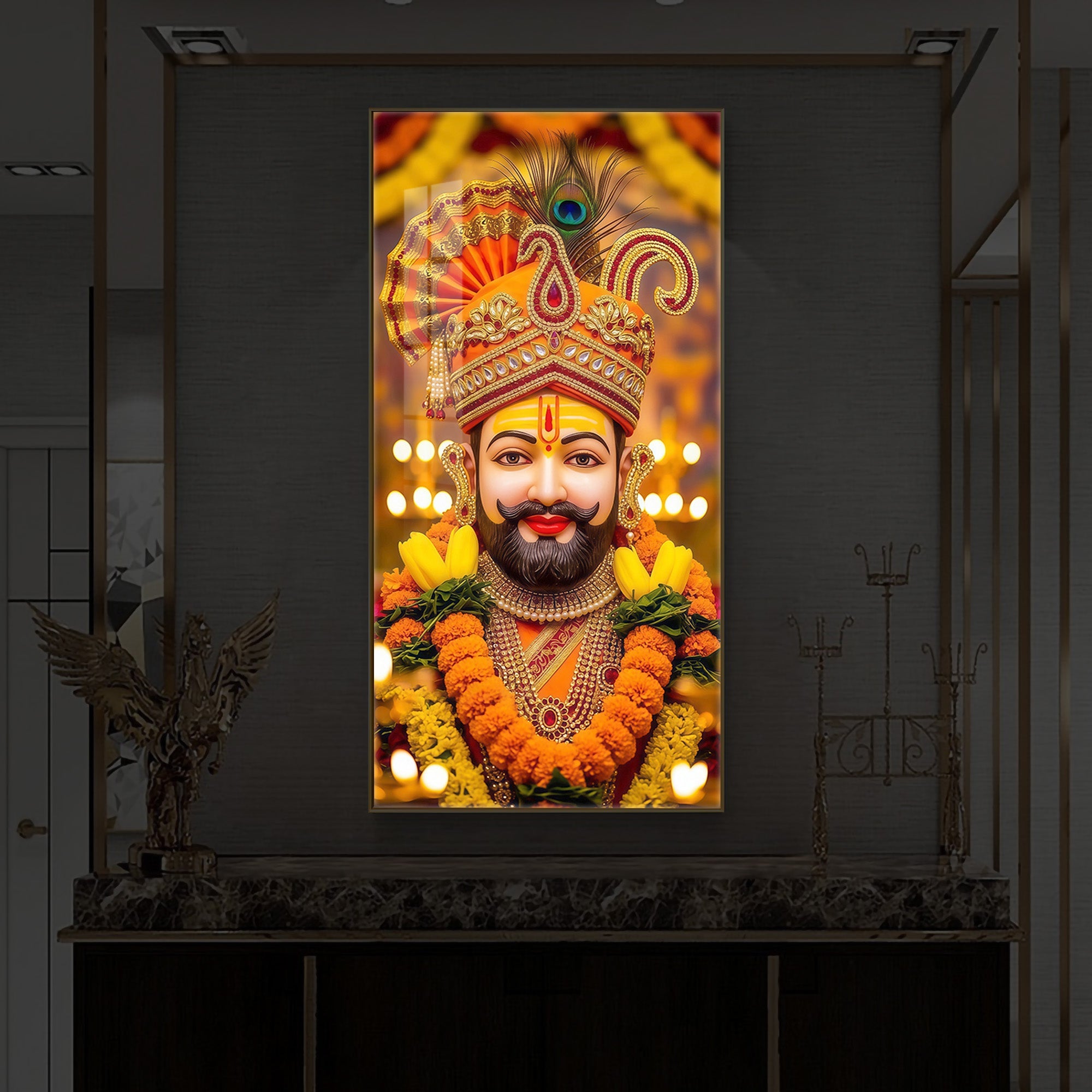 Hare Ka Sahara Modern Luxury Backlight Vertical Wall Art
