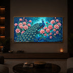Majestic Peacock Modern Luxury Backlight Horizontal Wall Art