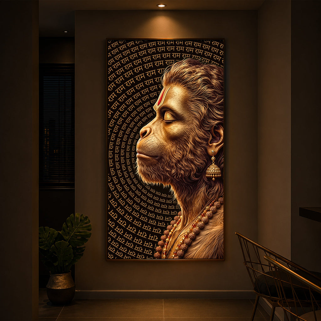 Hanuman Ji Modern Luxury Backlight Vertical Wall Art