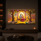 Loving Couple Lord Radha Krishna Modern Luxury Backlight Horizontal Wall Art