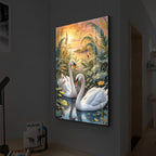 Two Swan Modern Luxury Backlight Vertical Wall Art