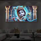 Bal Krishna Ji Modern Luxury Backlight Horizontal Wall Art