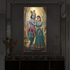 Radhe Krishna Ji Modern Luxury Backlight Vertical Wall Art