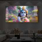Krishna Ji Modern Luxury Backlight Horizontal Wall Art