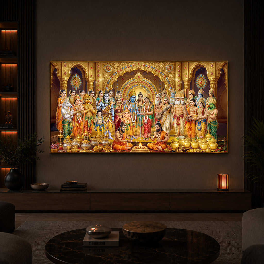Divine Moment Of Shrinivasam Kalyanam Modern Luxury Backlight Horizontal Wall Art