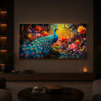 Beautiful Peacock Modern Luxury Backlight Horizontal Wall Art