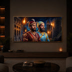 Chhatrapati Shivaji Maharaj with Chhatrapati Sambhaji Modern Luxury Backlight Horizontal Wall Art