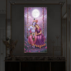 Loving Radha Krishna Modern Luxury Backlight Vertical Wall Art
