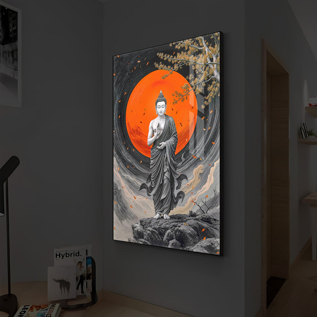 Buddhay Ji Modern Luxury Backlight Vertical Wall Art