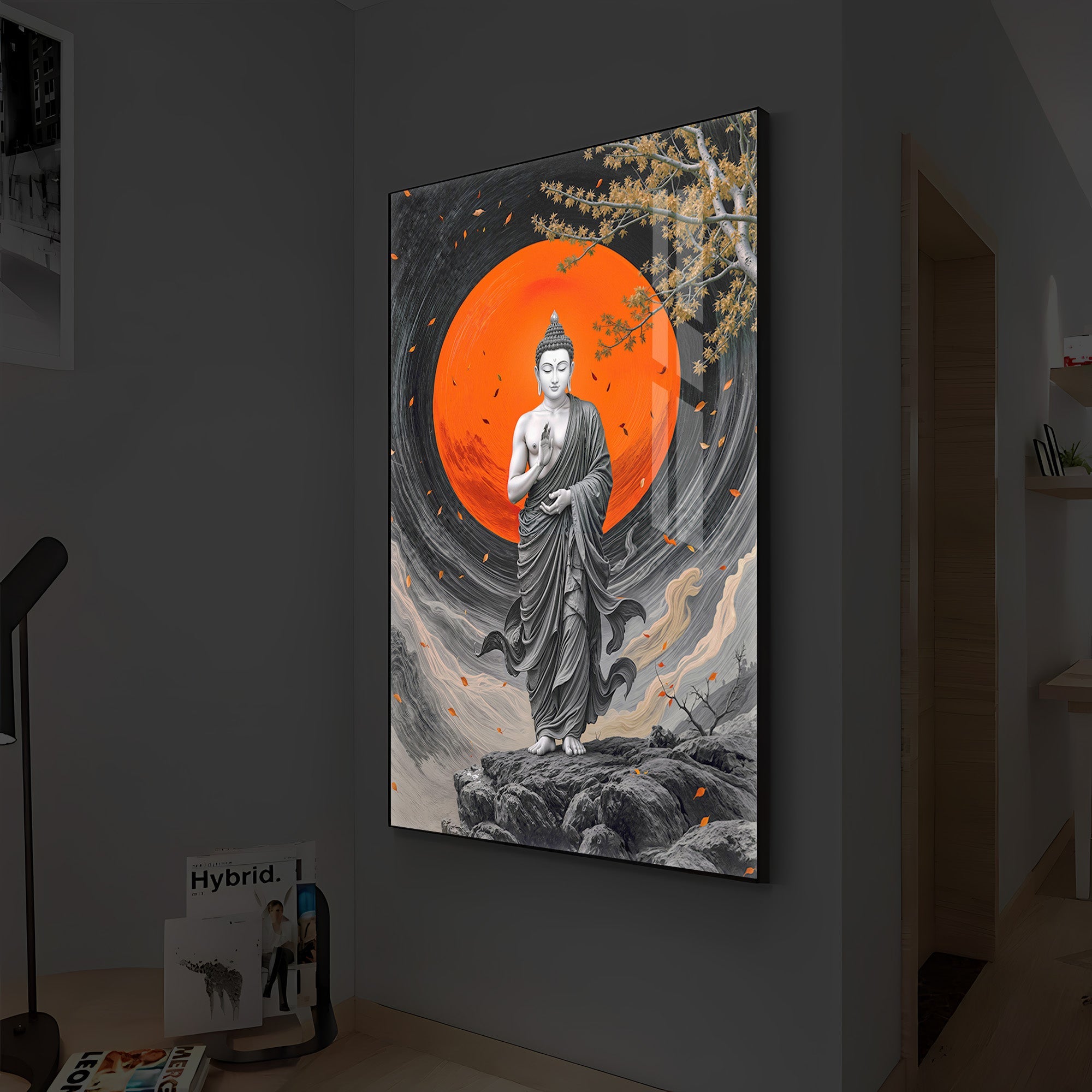 Buddhay Ji Modern Luxury Backlight Vertical Wall Art