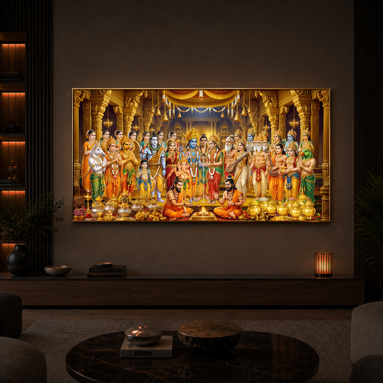 Srinivasa Kalyanam Modern Luxury Backlight Horizontal Wall Art