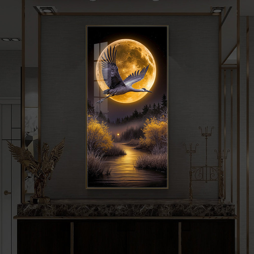 Regalia Bird Modern Luxury Backlight Vertical Wall Art
