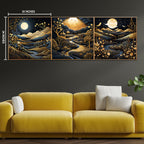 Lunar Rivers Canvas painting for Living Room - Set Of 3