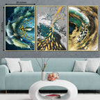 Aqua Contemporary Abstract Framed Canvas Wall Art