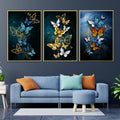 Beauteous Butterflies Framed Canvas Wall Decor Paintings - Set of 3
