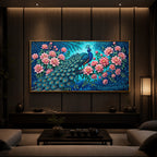 Majestic Peacock Modern Luxury Backlight Horizontal Wall Art