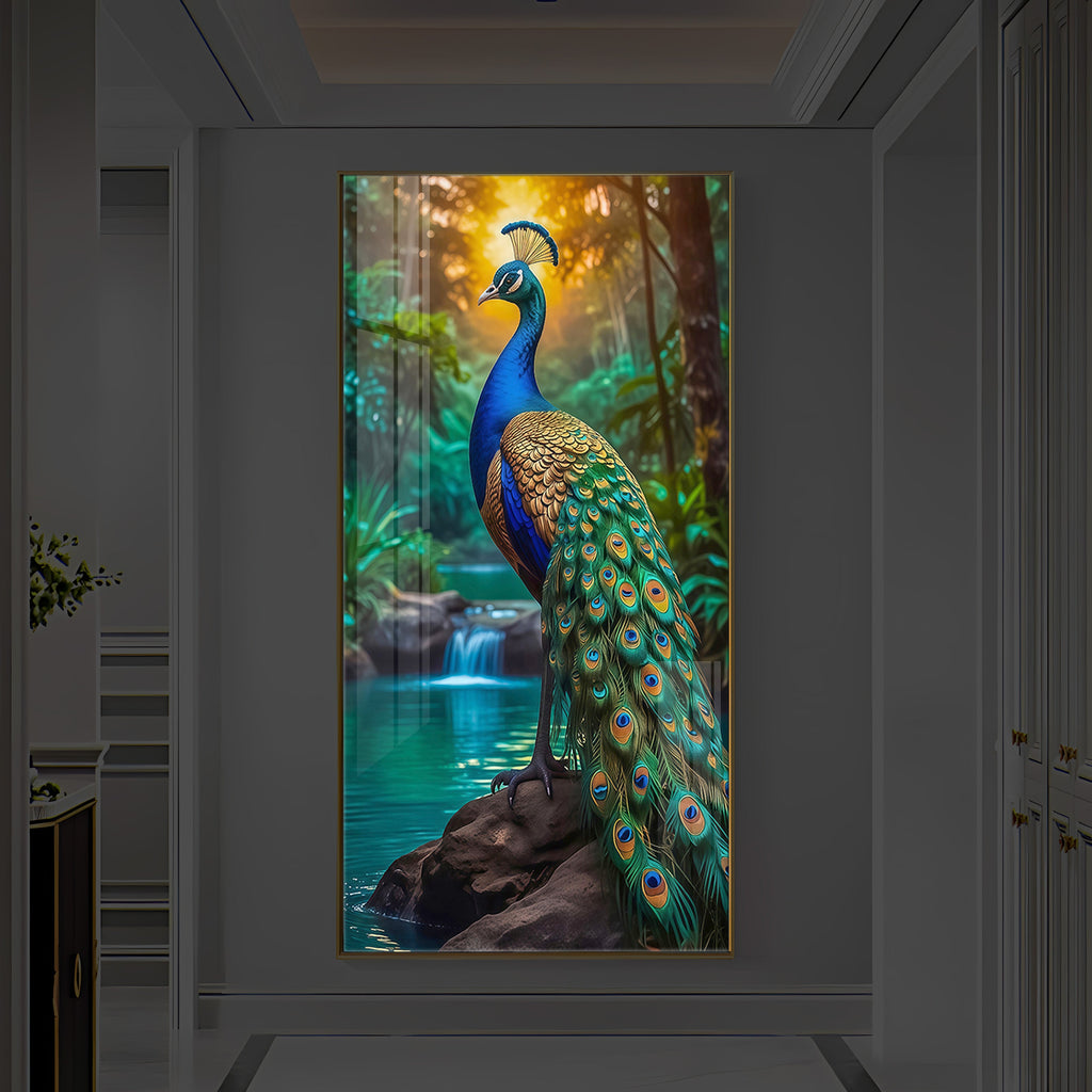 The Peacock Modern Luxury Backlight Vertical Wall Art