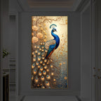 Beautiful Peacock Modern Luxury Backlight Vertical Wall Art