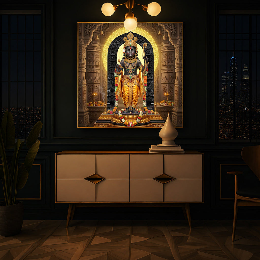 Shree Ram Modern Luxury Backlight Square Wall Art
