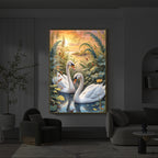 Two Swan Modern Luxury Backlight Vertical Wall Art